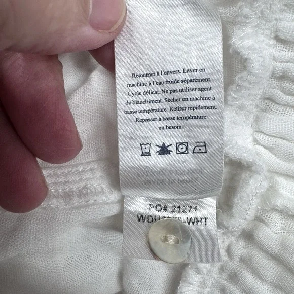 Faherty Kasey Organic Cotton Gauze Dress Sz L Tiered White Boho Cottage READ - Picture 14 of 16